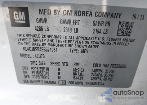 2014 Buick Encore Convenience из США, поврежденный, VIN KL4CJBSB4EB571954